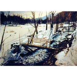 J.K. HANSEGGER 759 O/C WINTER SCENE SQUIRREL ON BR