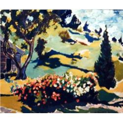 J.K. HANSEGGER 790 O/C SUMMER LANDSCAPE WITH FLOWE