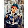 Image 1 : J.K. HANSEGGER 109 O/P BOY READING PAPER 14"X20" (