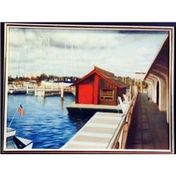 J.K. HANSEGGER 874 O/C ZACK MARINA 24"X18" (FRAMED