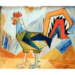J.K. HANSEGGER 488 O/C MULTI COLORED ROOSTER 16"X1