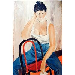 J.K. HANSEGGER 029 O/C WOMAN SEATED IN BENTWOOD CH