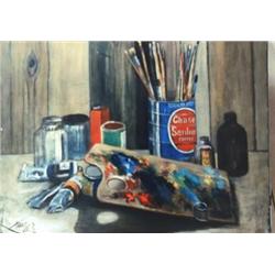 J. K. HANSEGGER 470 OIL ON CANVAS STILL LIFE PALLE