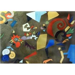 J.K. HANSEGGER 474 O/C CUBIST ROOSTER 36"X24"
