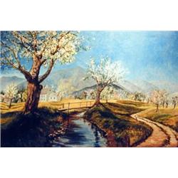 J.K. HANSEGGER 761 O/C MOUNTAINS & HOUSE IN SPRING