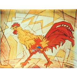 J.K. HANSEGGER 509 O/B CUBIST ROOSTER 17.5"X13.5"