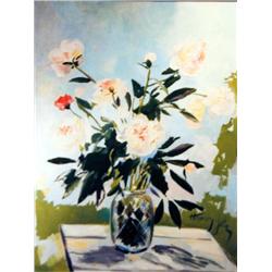 J.K. HANSEGGER 337 FLOWERS IN GLASS VASE O/C 27"X3