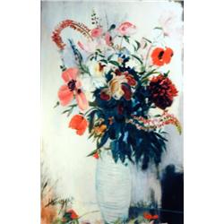 J.K. HANSEGGER 350  FLOWERS IN WHITE VASE O/C 22"X