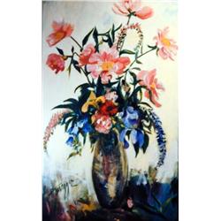 J.K. HANSEGGER 339 FLOWERS IN VASE O/C 24"X40" (FR