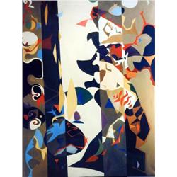J K HANSEGGER 984 OIL ON CANVAS CUBIST ABSTRACTION
