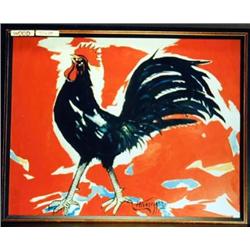 J.K. HANSEGGER 536 O/P ROOSTER 28"X22"