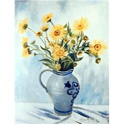 J.K. HANSEGGER 435 FLOWERS IN BLUE & WHITE STONEWA