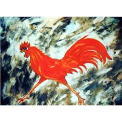 J.K. HANSEGGER 530 O/B RED ROOSTER 28"X22"