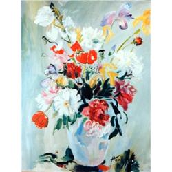 J.K. HANSEGGER 387 FLOWERS IN VASE O/C 24"X30"
