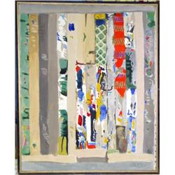 J K HANSEGGER 973 OIL ON CANVAS PARALLEL ABSTRACTI