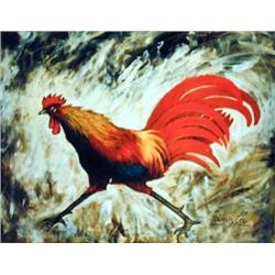 J.K. HANSEGGER 525 O/P ROOSTER 28"X22"