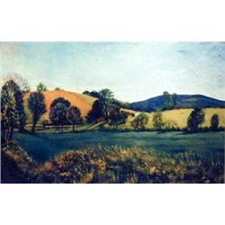 J. K. HANSEGGER 769 OIL ON CANVAS GREEN HILLS WITH