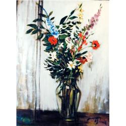 J.K. HANSEGGER 432 FLOWERS IN GLASS VASE O/C