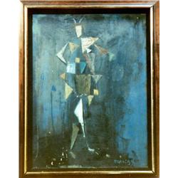 J K HANSEGGER 969 OIL ON PANEL "PAN WITH OKATINA"