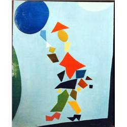 J K HANSEGGER 987 OIL ON CANVAS "RUNNING CHINESE M