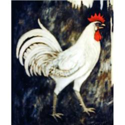 J.K. HANSEGGER 475 O/P WHITE ROOSTER 22"X28" (FRAM