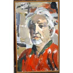 J.K. HANSEGGER 9 O/C PORTRAIT MAN IN RED SHIRT 18"