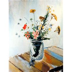 J.K. HANSEGGER 395 O/C FLOWERS IN MASON JAR 24"X30