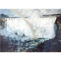 J K HANSEGGER 826 OIL ON BOARD "NIAGARA FALLS WITH