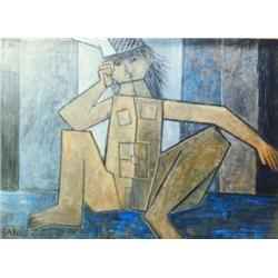 J K HANSEGGER 577 OIL ON BOARD "PENSIVE" 40"X30"