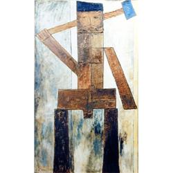 J K HANSEGGER 614 OIL ON CANVAS "THE GIANT" 20"X40