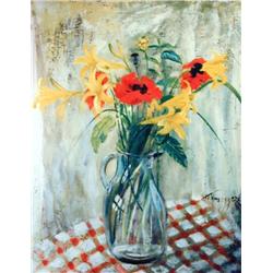 J.K. HANSEGGER 417 FLOWERS IN GLASS EWER O/C