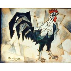 J.K. HANSEGGER 507 O/B WHITE & BLACK ROOSTER, PARI