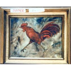 J.K. HANSEGGER 498 O/C RED ROOSTER 9"X7.5"