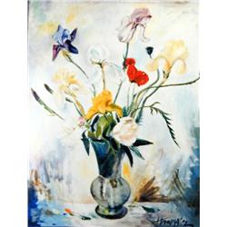 J.K. HANSEGGER 421 FLOWERS IN VASE O/C 24"X30"