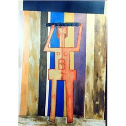 J K HANSEGGER 594 OIL ON BOARD SQUARE MAN 32"X40"