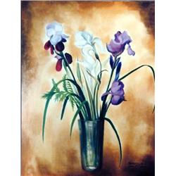 J.K. HANSEGGER 427 FLOWERS IN GLASS O/C 30"X40"