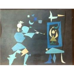 J K HANSEGGER 992 OIL ON BOARD "THE PAINTER MAN 19