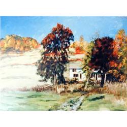 J K HANSEGGER 705 OIL ON BOARD "AUTUMN HILLSIDE WI