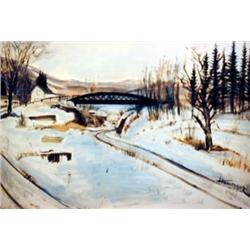 J K HANSEGGER 807 OIL ON BOARD "WINTER SCENE WITH