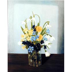 J.K. HANSEGGER 355 PANSIES IN GLASS JAR 16"X20"