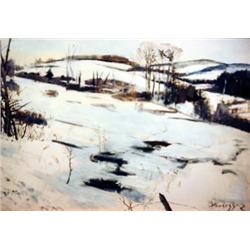 J K HANSEGGER 812 OIL ON CARDBOARD "WINTER SCENE"