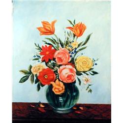 J.K. HANSEGGER 420 O/C FLOWERS IN GLASS JAR