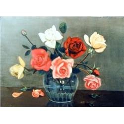 J.K. HANSEGGER 340 "CLASSIC ROSES" O/C 20"X16"