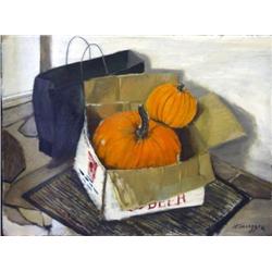 J.K. HANSEGGER 468 O/B STILL LIFE PUMPKINS 40"X30"