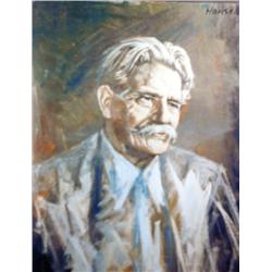 J.K. HANSEGGER 046 O/B PORTRAIT OF MAN W/ MUSTACHE