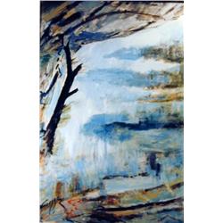 J.K. HANSEGGER 637 O/B IMPRESSIONISTIC WATER & TRE