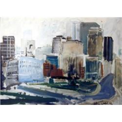 J.K. HANSEGGER 848 O/C CITY BUILDINGS 40"X30"