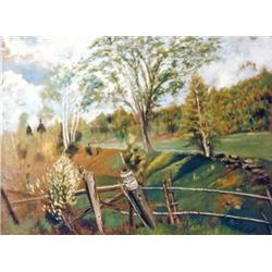 J.K. HANSEGGER 692 O/C FENCE & TREES 24"X18"