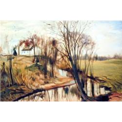 J.K. HANSEGGER 885 O/C HOUSE  & TREES W/ STREAM