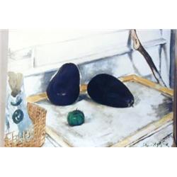 J.K. HANSEGGER 471 O/C STILL LIFE EGGPLANTS